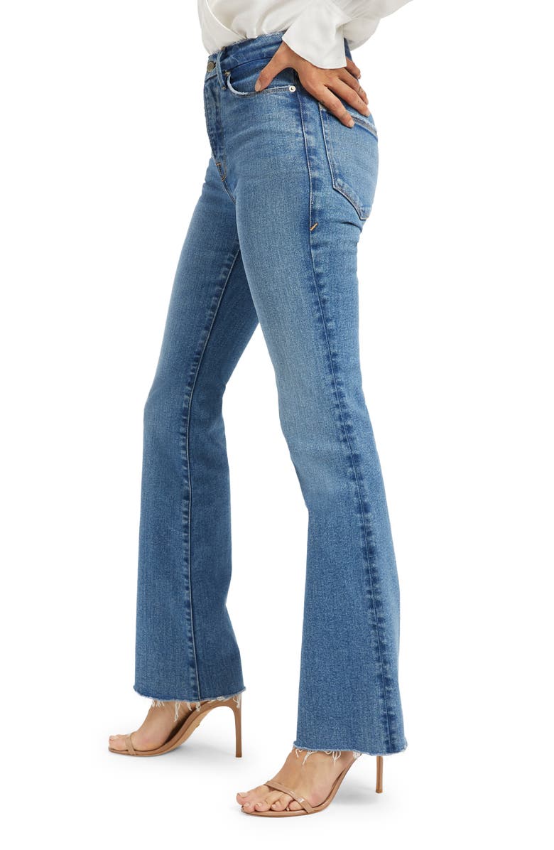 Good American Good Classic Raw Hem Bootcut Jeans, Alternate, color,