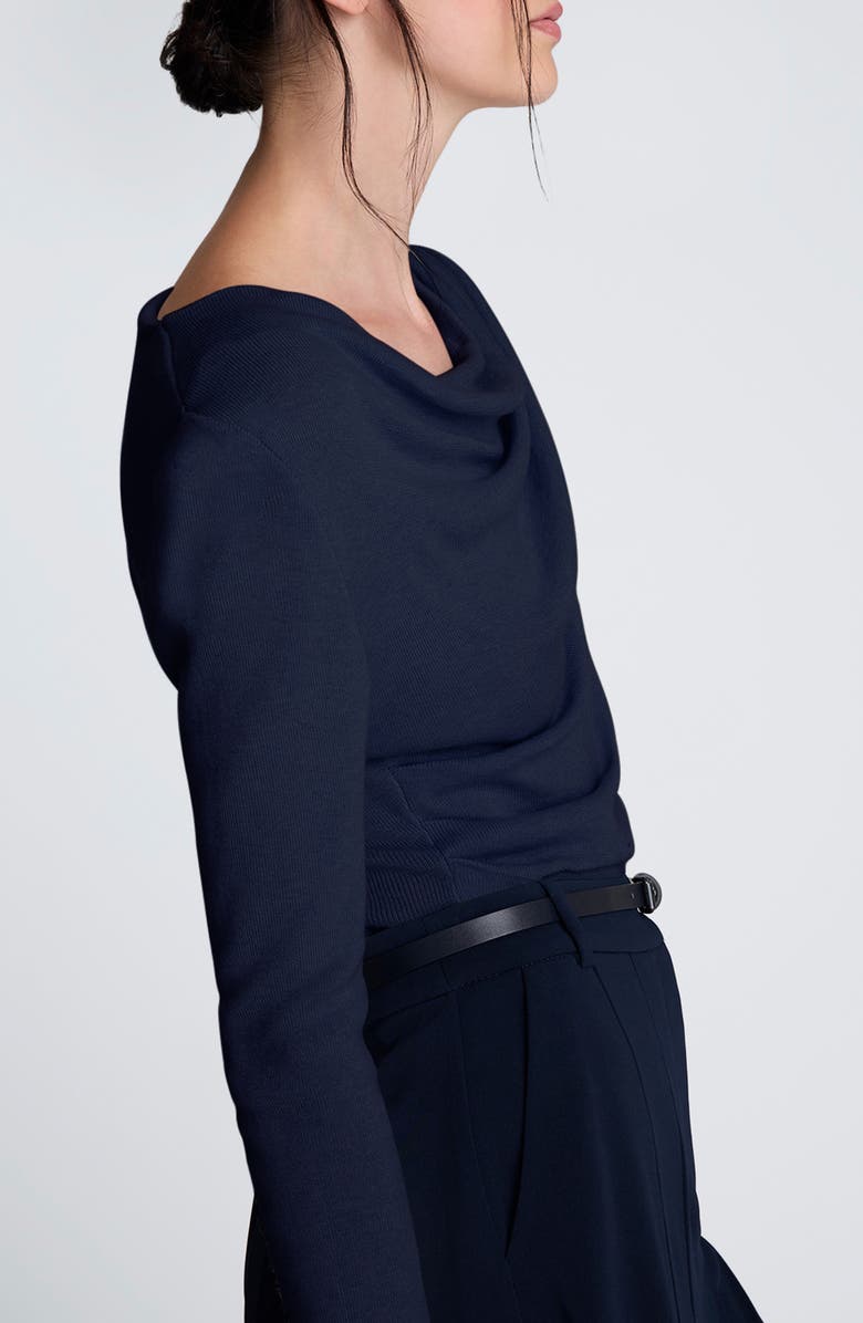 Kenneth Cole Asymmetric Drape Sweater, Alternate, color, Dark Navy