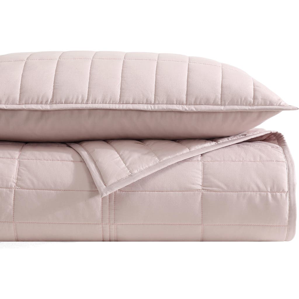 Calvin Klein Washed Percale Quilt & Shams Set In Pink