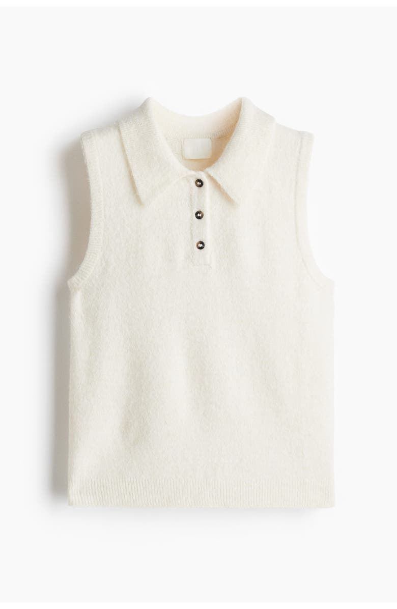 H&M Collared Sweater Vest, Alternate, color, Cream