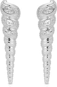 Ettika Cubic Zirconia Shell Linear Drop Earrings