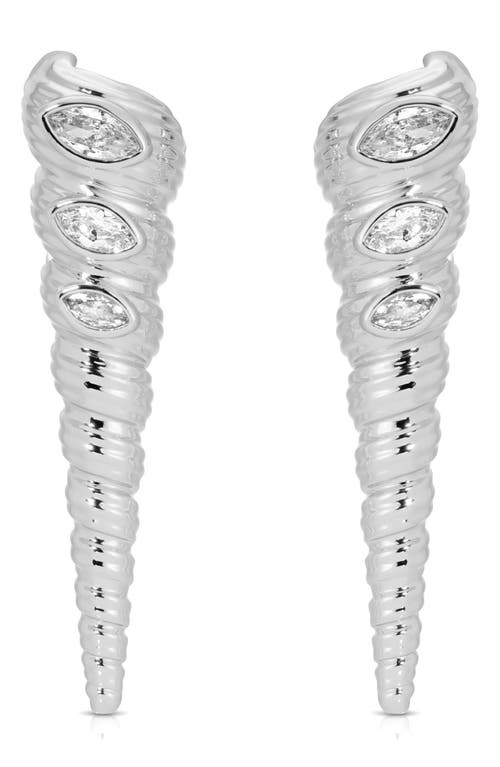 Ettika Cubic Zirconia Capri Shell Linear Drop Earrings