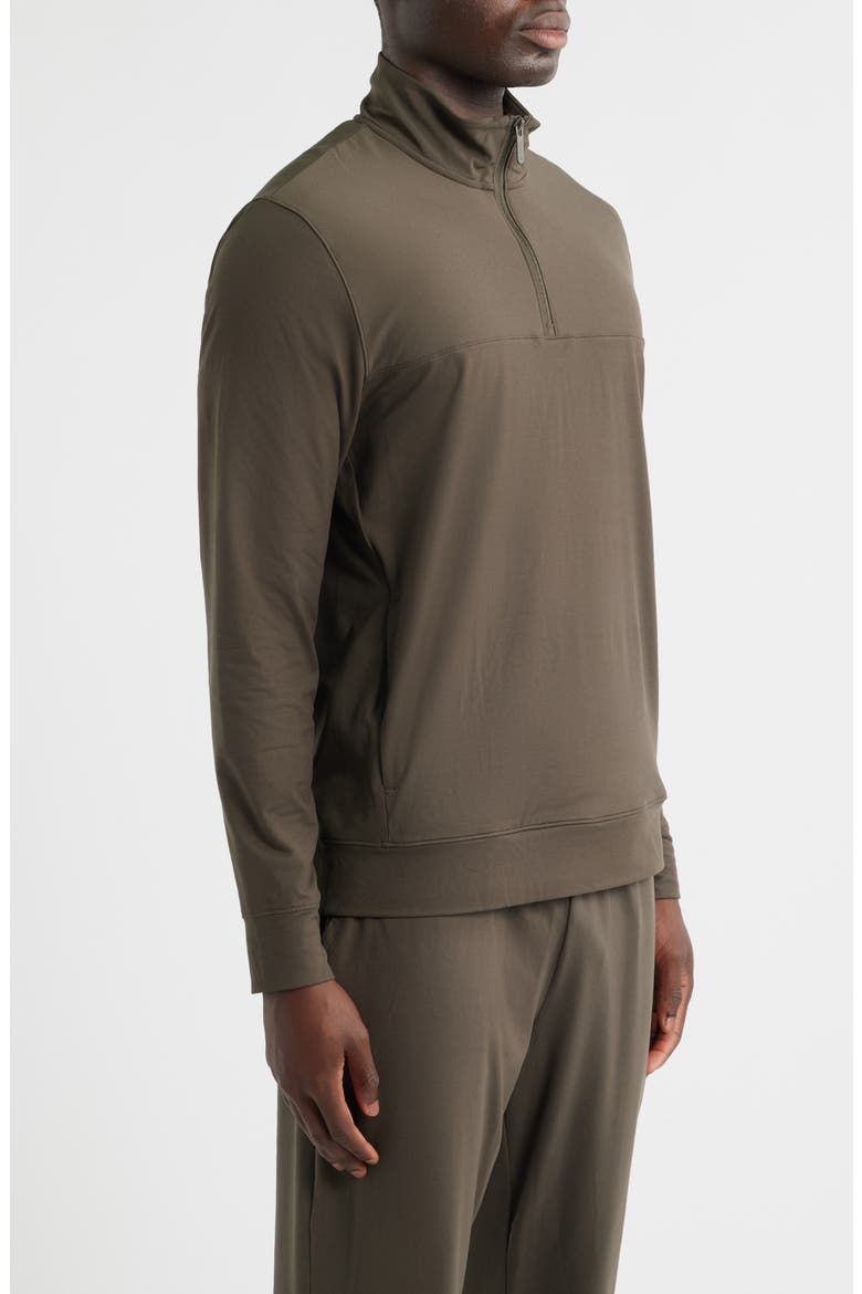 Live In Hybrid Quarter Zip Pullover, Alternate, color, OLIVE TUSCAN
