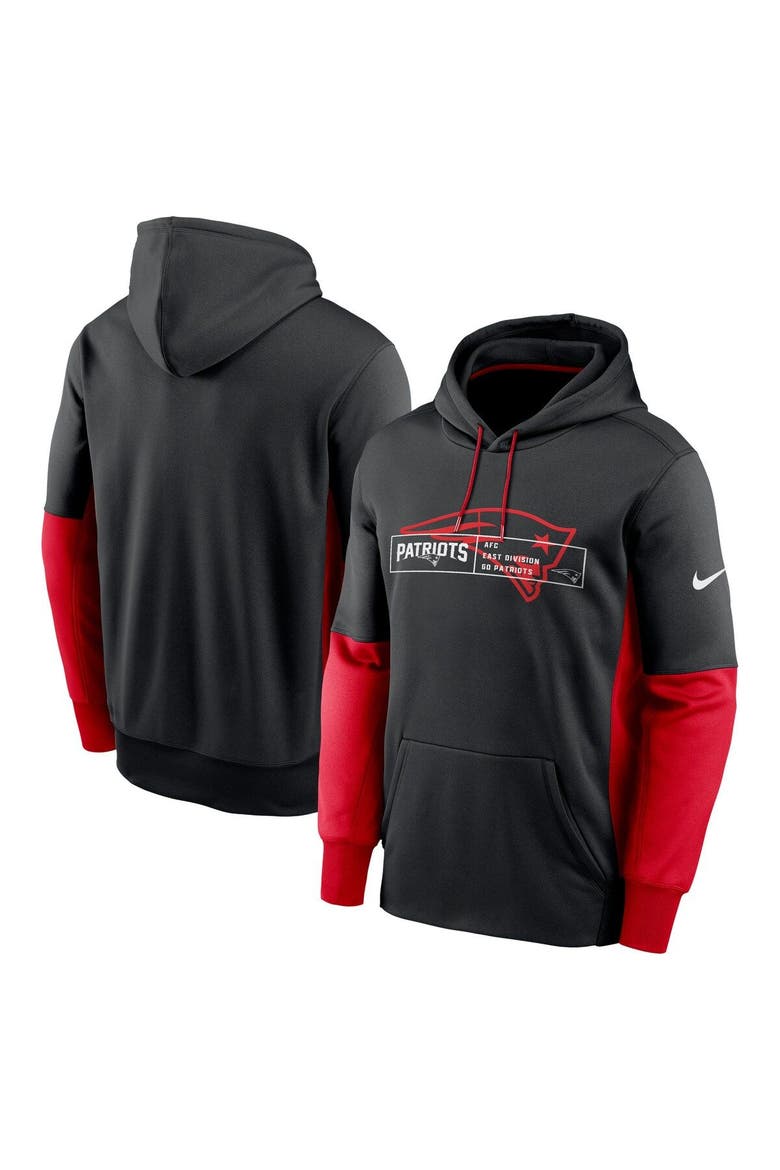 Men's Nike Black New England Patriots Color Block Fleece Performance Pullover Hoodie, Alternate, color, Black
