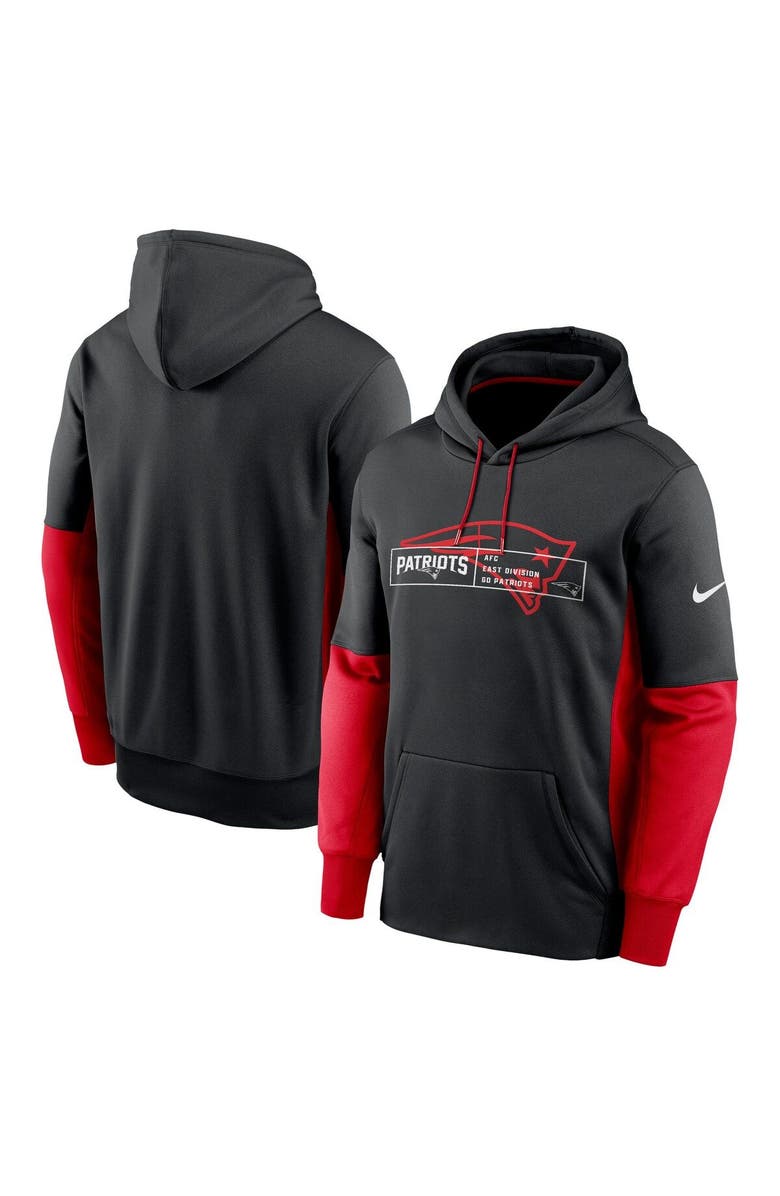 Nike Men's Nike Black New England Patriots Color Block Fleece Performance Pullover Hoodie, Alternate, color, 