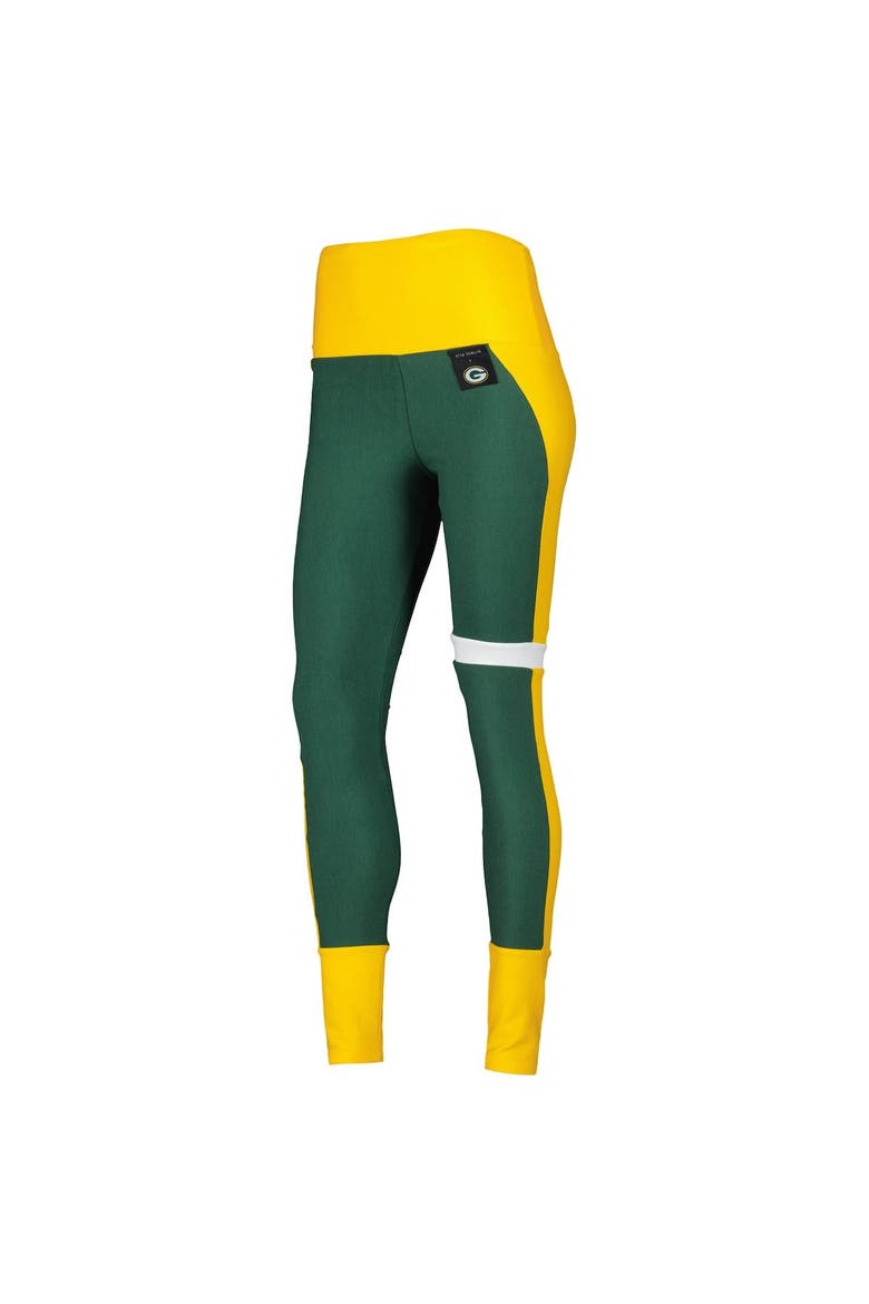Women's KIYA TOMLIN Green/Gold Green Bay Packers Colorblock Tri-Blend Leggings, Alternate, color, Green