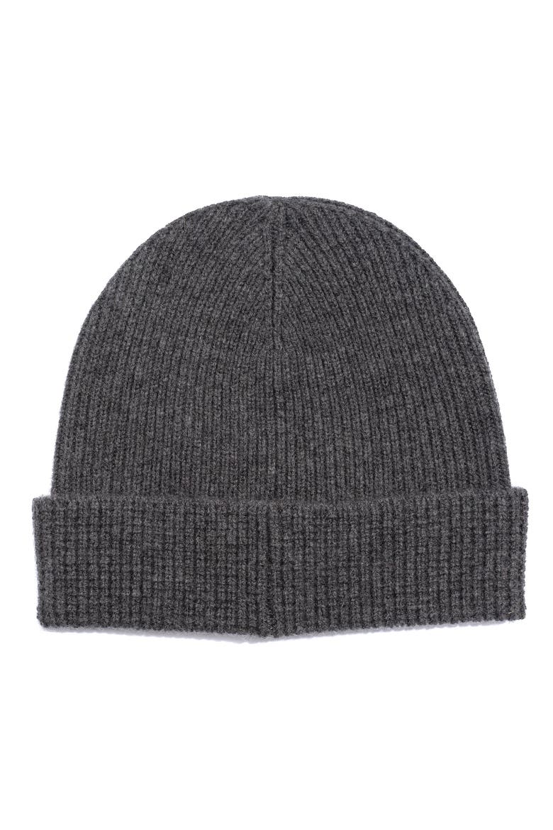 Cashmere Mixed Stitch Beanie, Alternate, color, Charcoal