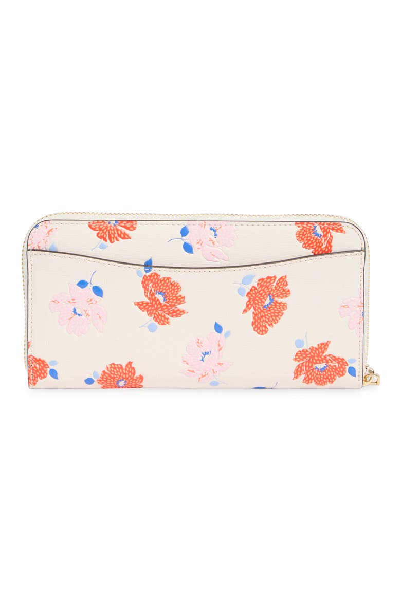 Morgan Dotty Floral Embossed Saffiano Leather Zip Continental Wallet, Alternate, color, WHITE MULTI