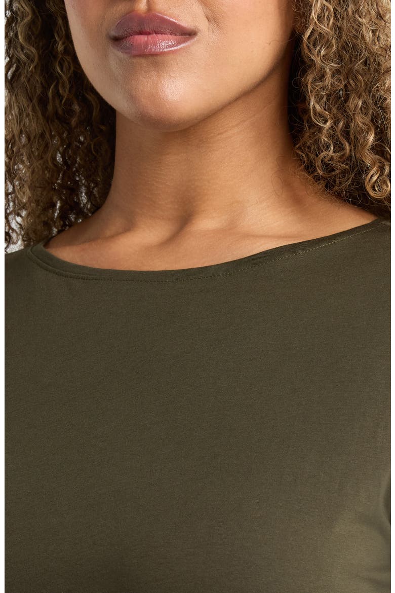 Bateau Neck Organic Cotton Top, Alternate, color, WOODLAND