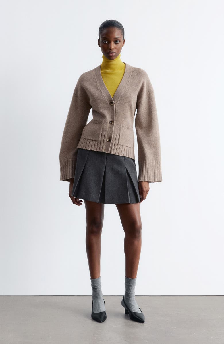 & Other Stories Cotton & Wool Cardigan, Alternate, color, Mole Dark