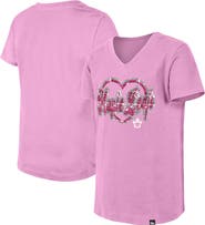 New Era Girl's Youth New Era  Pink Toronto Maple Leafs Flip Sequin V-Neck T-Shirt