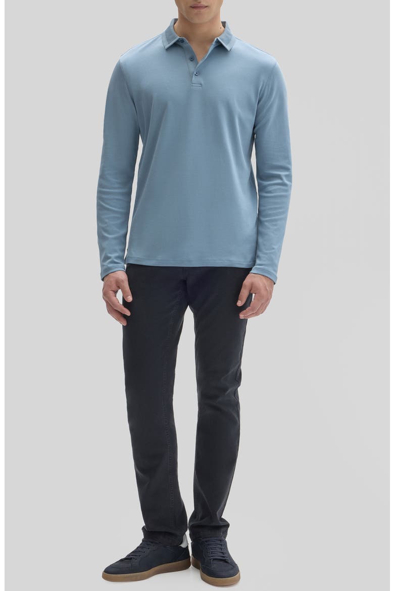 Georgia Long Sleeve Pima Cotton Polo, Alternate, color, HERON BLUE