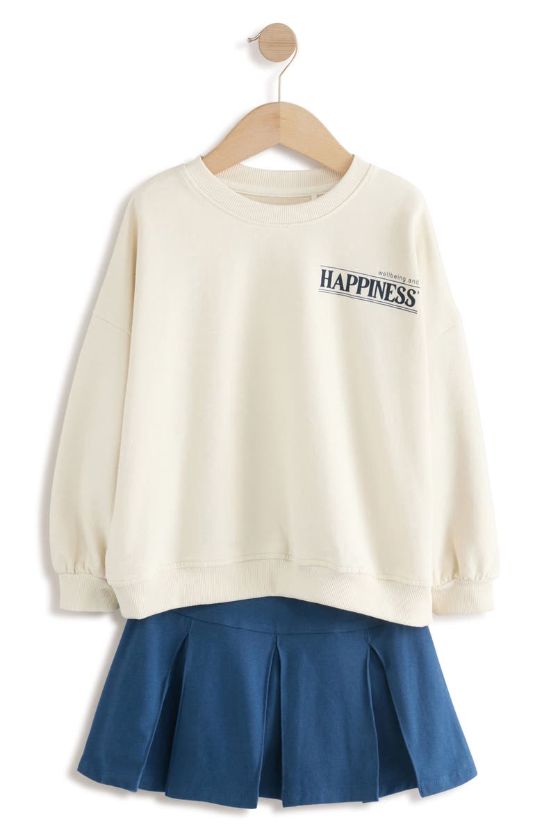 NEXT Kids' Graphic Sweatshirt & Pleated Skirt Set, Main, color, 