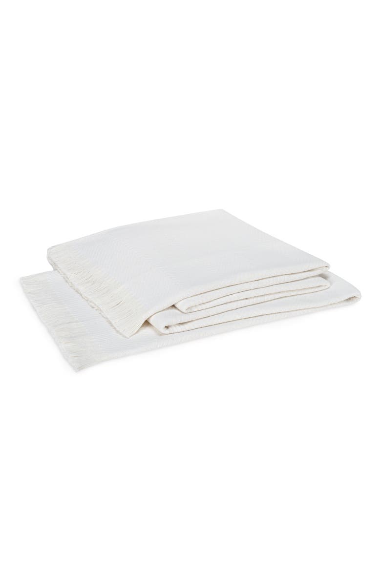 Leo Fringed Throw Blanket, Main, color, WHITE