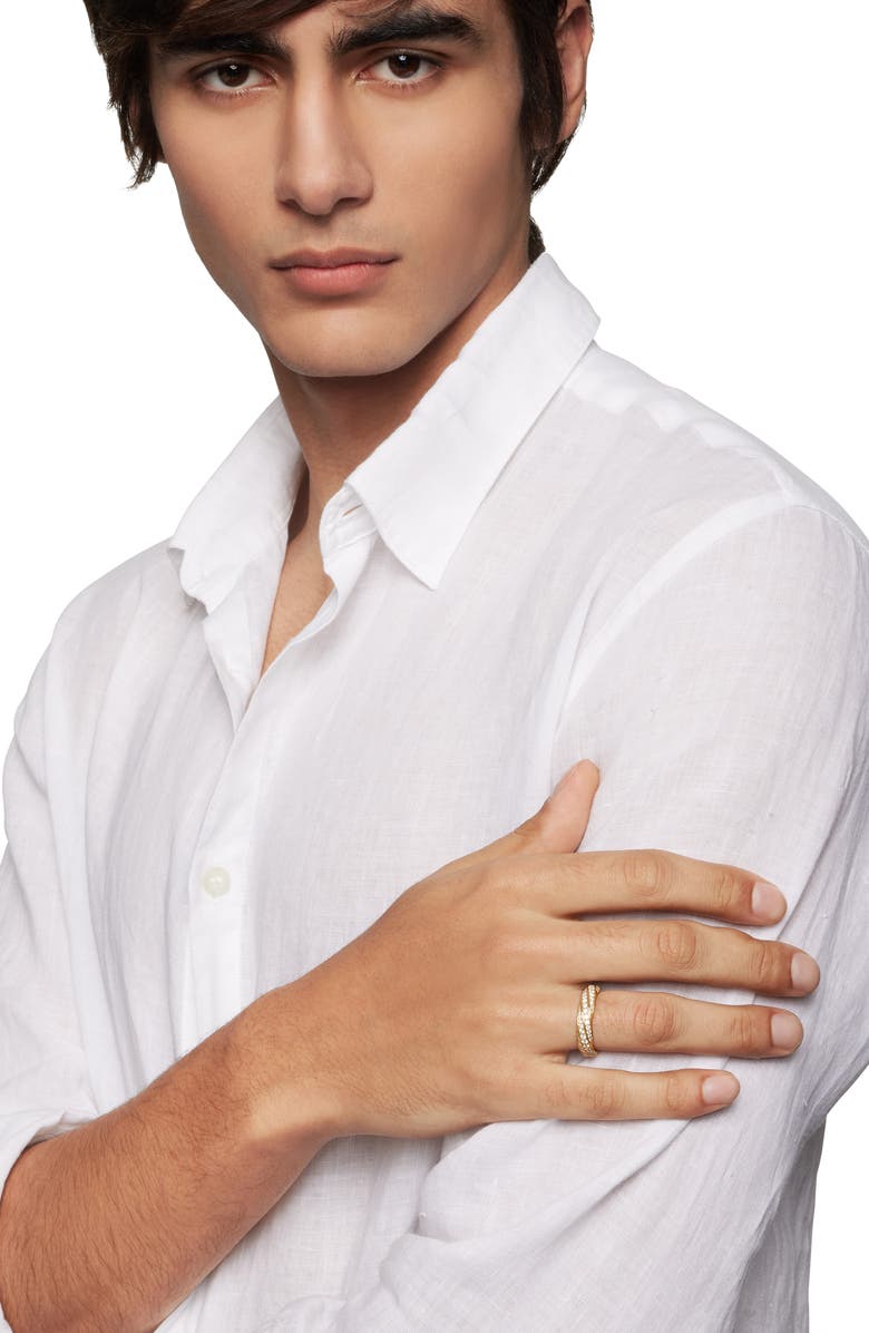 David Yurman Cable Edge<sup>™</sup> Band Ring in Recycled 18K Yellow Gold with Pavé Diamonds, Alternate, color, 18K Gold Recycled