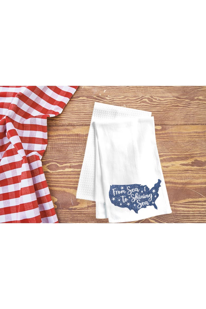 Sea To Shining Sea USA Map Cotton Flour Sack Kitchen Towel, Alternate, color, Blue