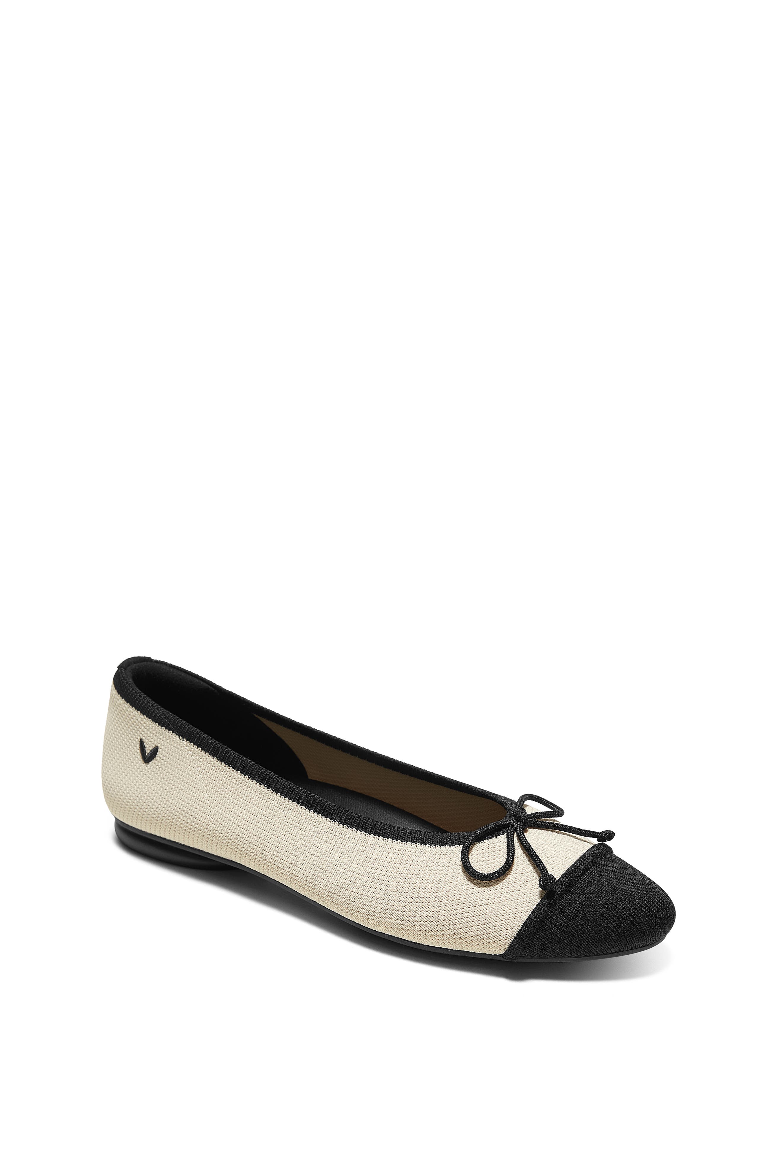 Tiana Almond-Toe Bow Flats, Main, color, Cream Ivory Black