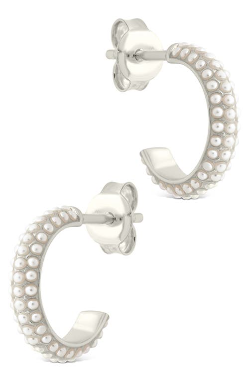 Sterling Forever Quinley Faux Pearl Hoop Earrings In Silver