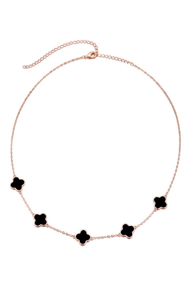 Clover Station Necklace, Alternate, color, PINK-BLACK