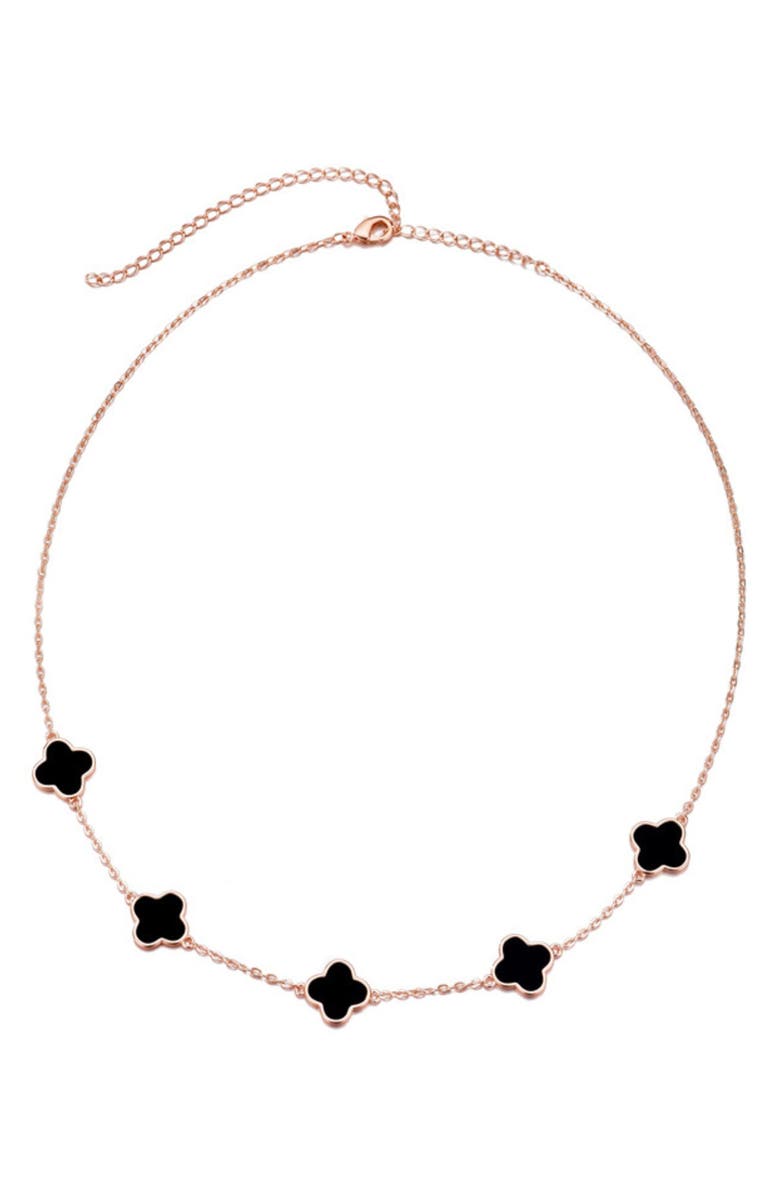 Adornia Clover Station Necklace, Alternate, color, Pink-Black