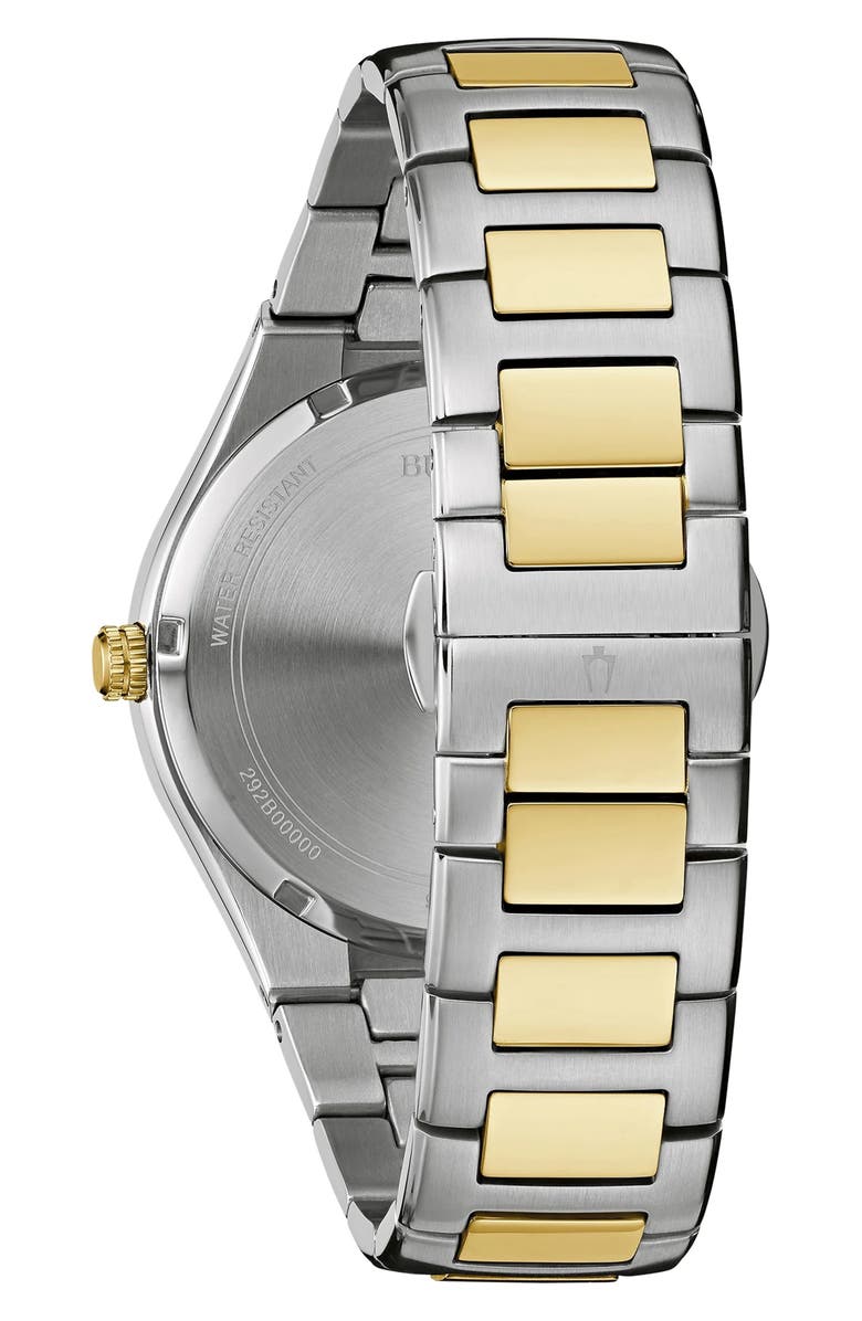 BULOVA Two-Tone Bracelet Strap Multifunction Watch, 42mm, Alternate, color, Black/ Two Tone