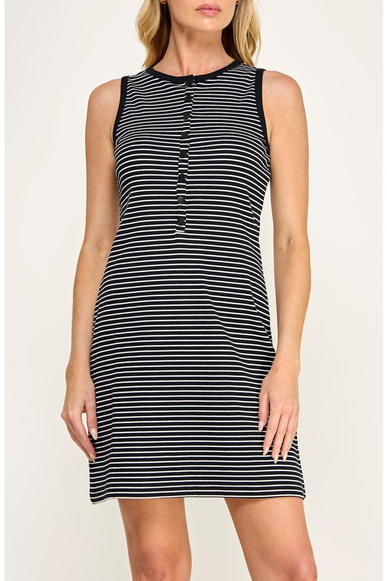 Ribbed Knit Tank Dress, Alternate, color, BLACK/ IVORY