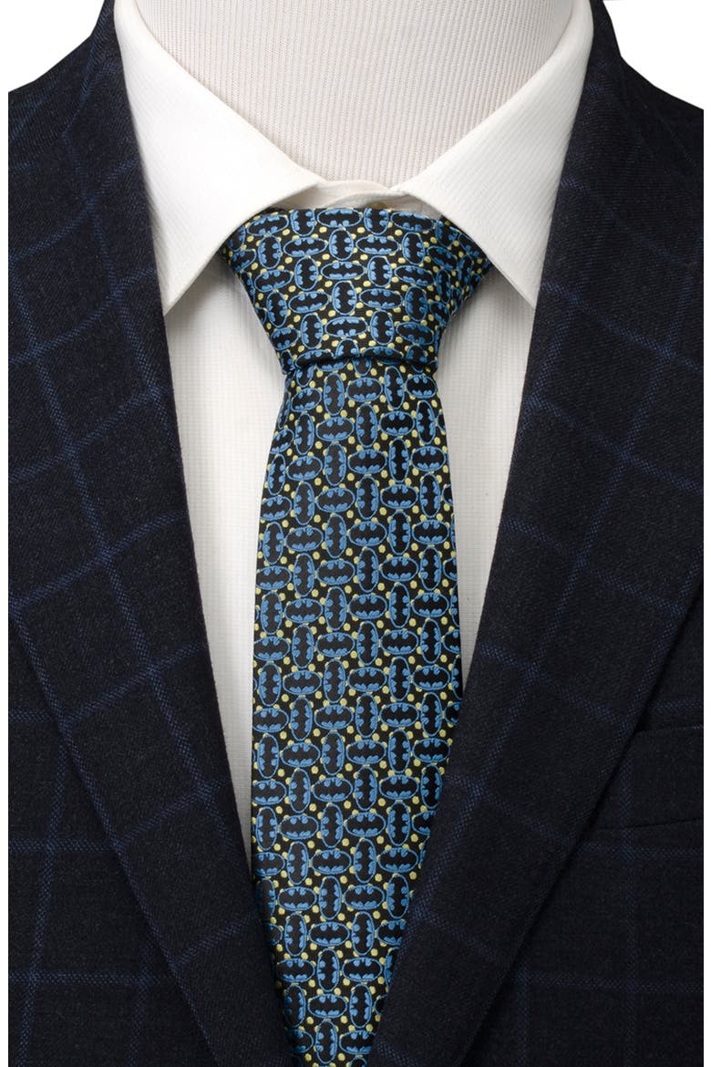Batman Emblem Silk Blend Tie, Alternate, color, BLUE BLACK