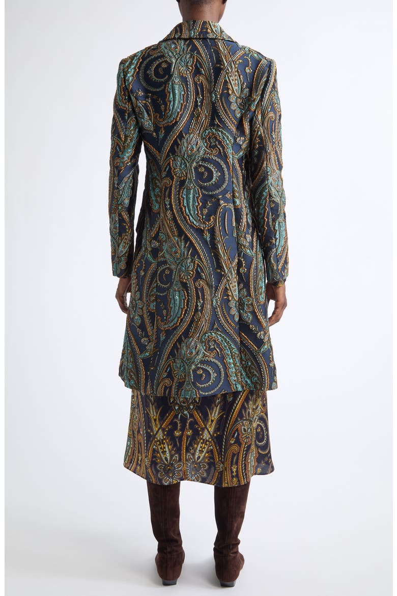 Paisley Jacquard Coat, Alternate, color, BLUE