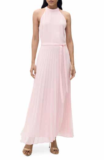 MANGO Pleated Sleeveless Chiffon Maxi Dress