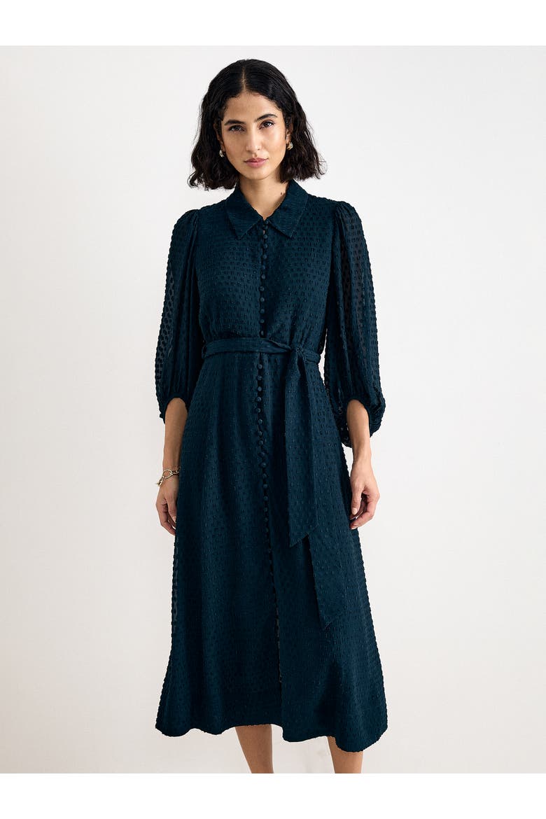 Maeve Textured Belted Shirt Dress, Alternate, color, Teal