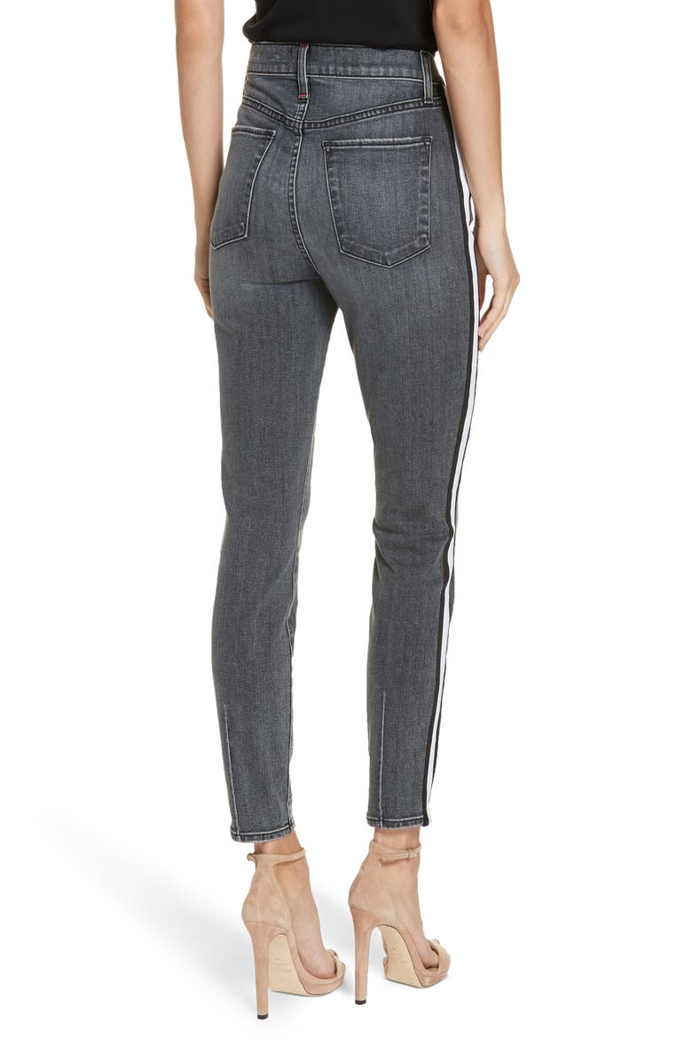 Alice + Olivia Good Side Stripe Skinny Jeans, Alternate, color,