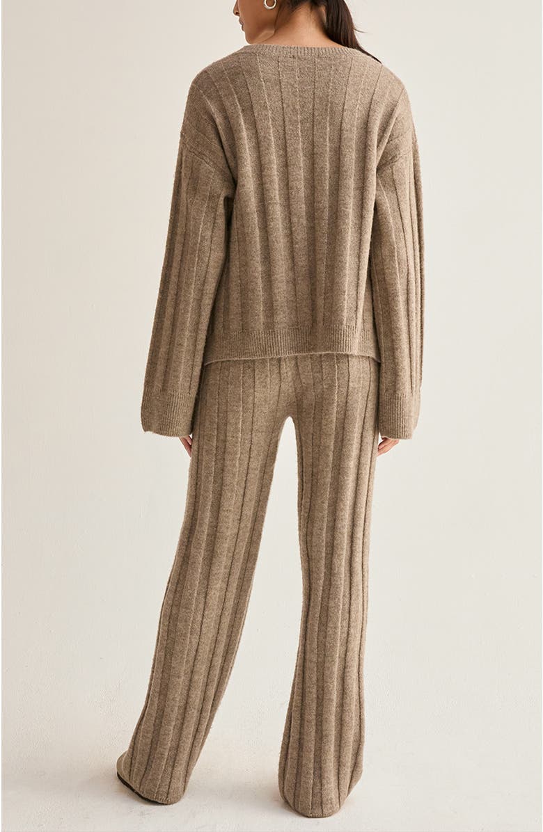 CRESCENT Ribbed Three Piece Sweater Lounge & Scarf Set, Alternate, color, Taupe