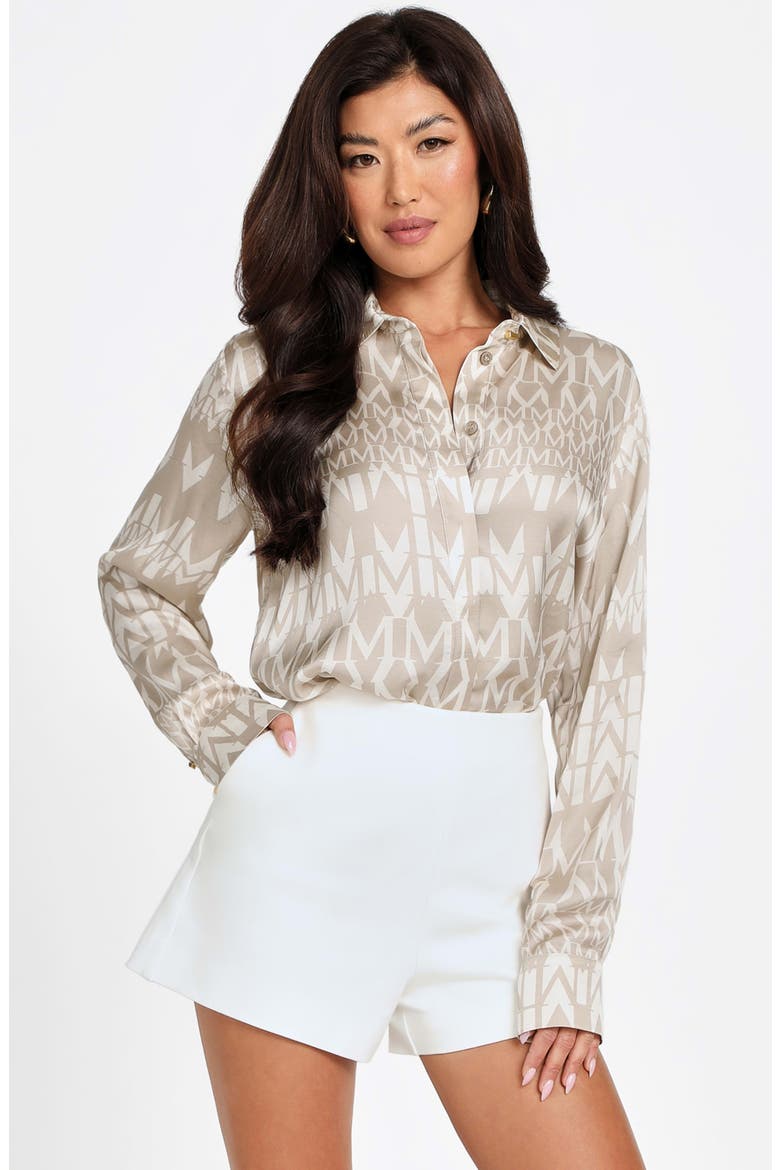 New Melissa Paisley Button-Up Shirt, Alternate, color, MONOGRAM BEIGE/ WHITE