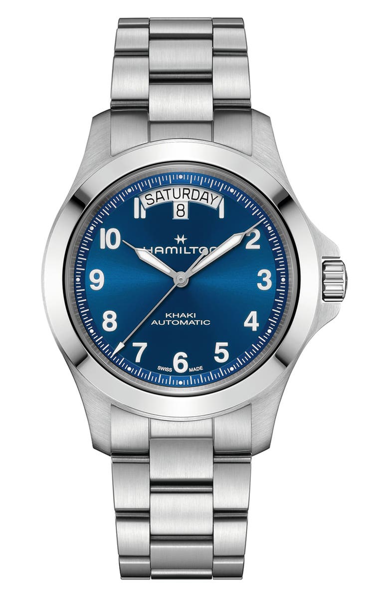 Hamilton Khaki Field Automatic Bracelet Watch, Main, color, Blue