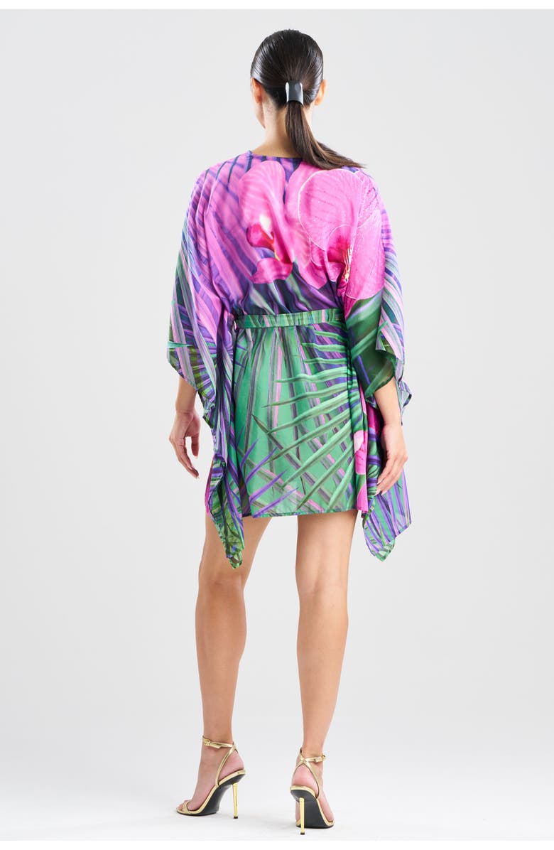 Natori Orchid Silk Cotton Voile Short Caftan, Alternate, color, Multi