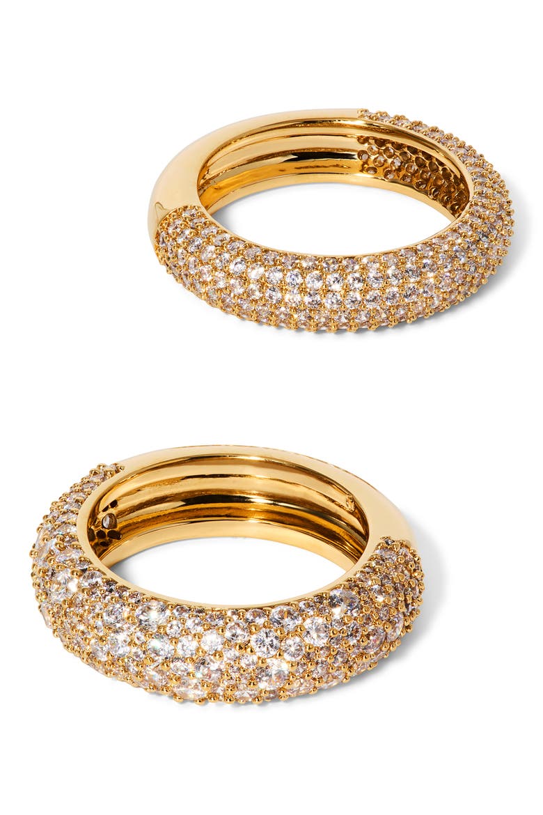 Set of 2 Crushed Cubic Zirconia Stacking Rings, Alternate, color, GOLD