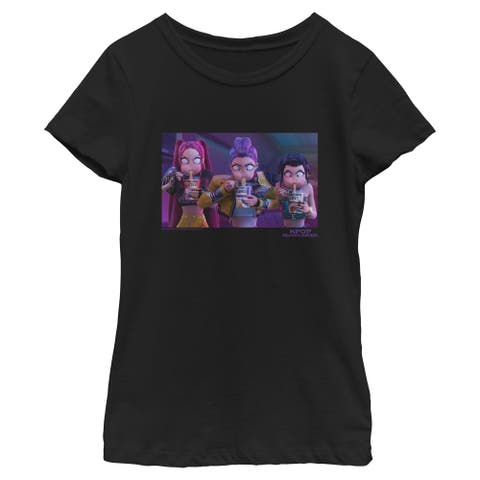 Girl's KPop Demon Hunters Rumi, Mira and Zoey Ramyeon  Graphic T-Shirt