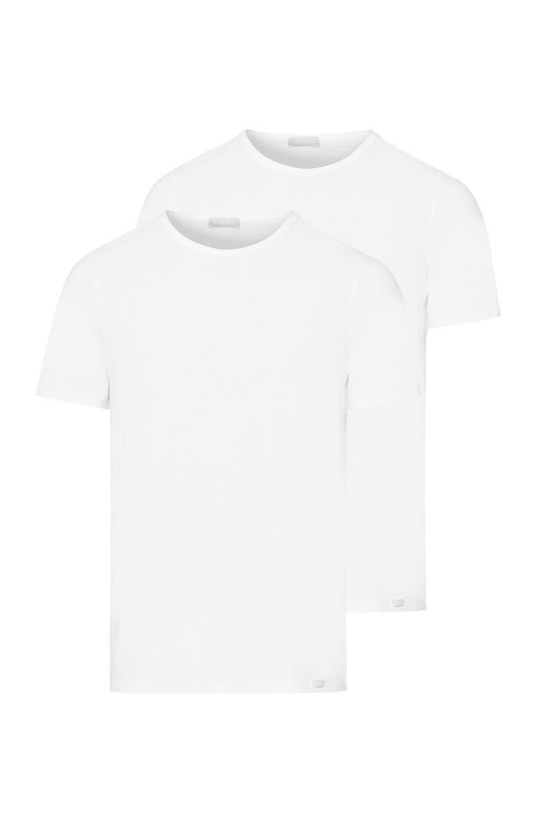 Hanro Cotton Essentials 2-Pack Crew Neck Cotton T-Shirts, Main, color, White