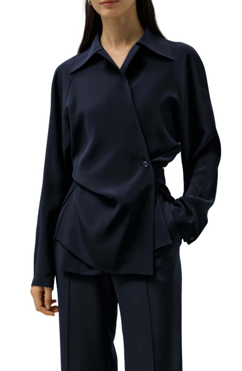 Lilysilk Multipositional Silk Shirt, Main, color, Midnight Blue