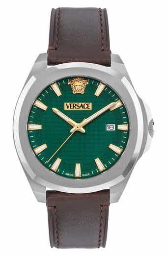 Versace Luxury Leather Strap Watch, 42mm