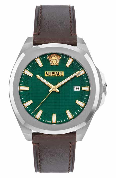 Versace Luxury Leather Strap Watch, 42mm