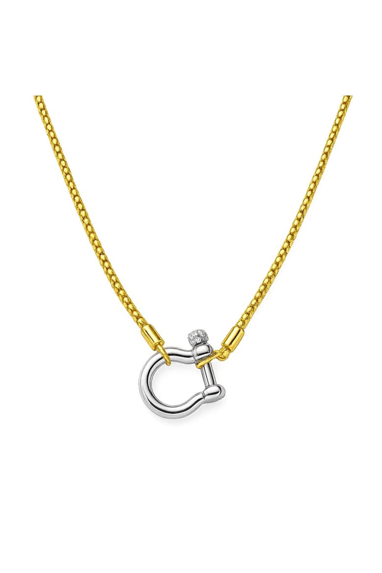 Lucky Lock Carabiner Necklace  Two-Tone Mixed Metal Horseshoe Pendant Chain, Alternate, color, Gold Necklace Silver Carabiner