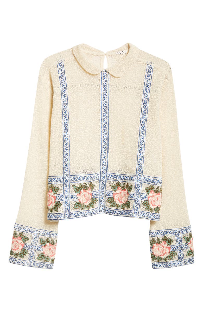 Bode Bourbon Rose Embroidered Semisheer Cotton Top, Alternate, color, 