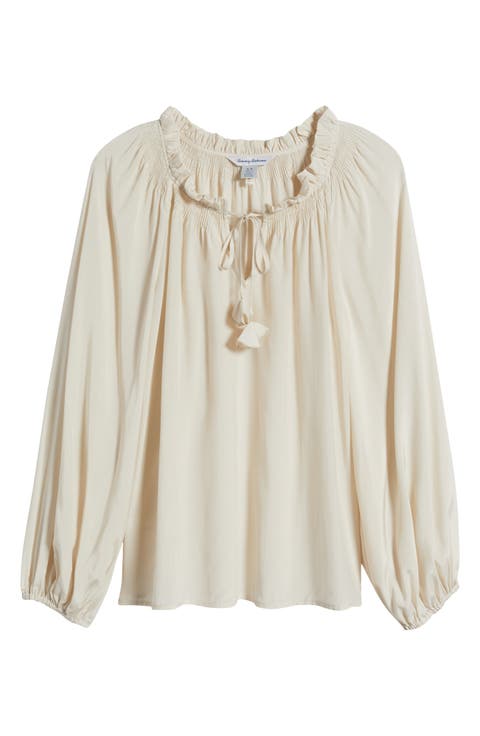 Tie Neck Peasant Top