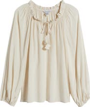 Tommy Bahama Tie Neck Peasant Top