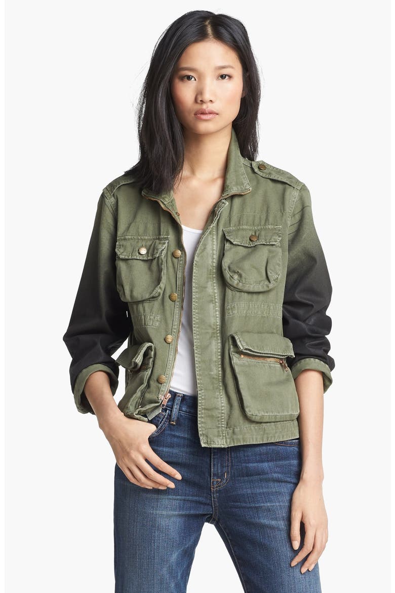 'The Lone Soldier' Coated Sleeve Jacket, Main, color, OMBRE COATED ARMY GREEN