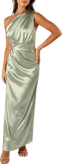 strapless open back dress ONE SHOULDER SPLIT THIGH SEQUIN MAXI DRESS – AIIZIE main image 1