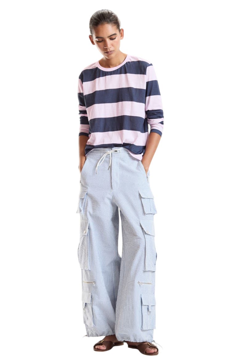 Seersucker Cargo Pants, Alternate, color, Blue Pinstripe