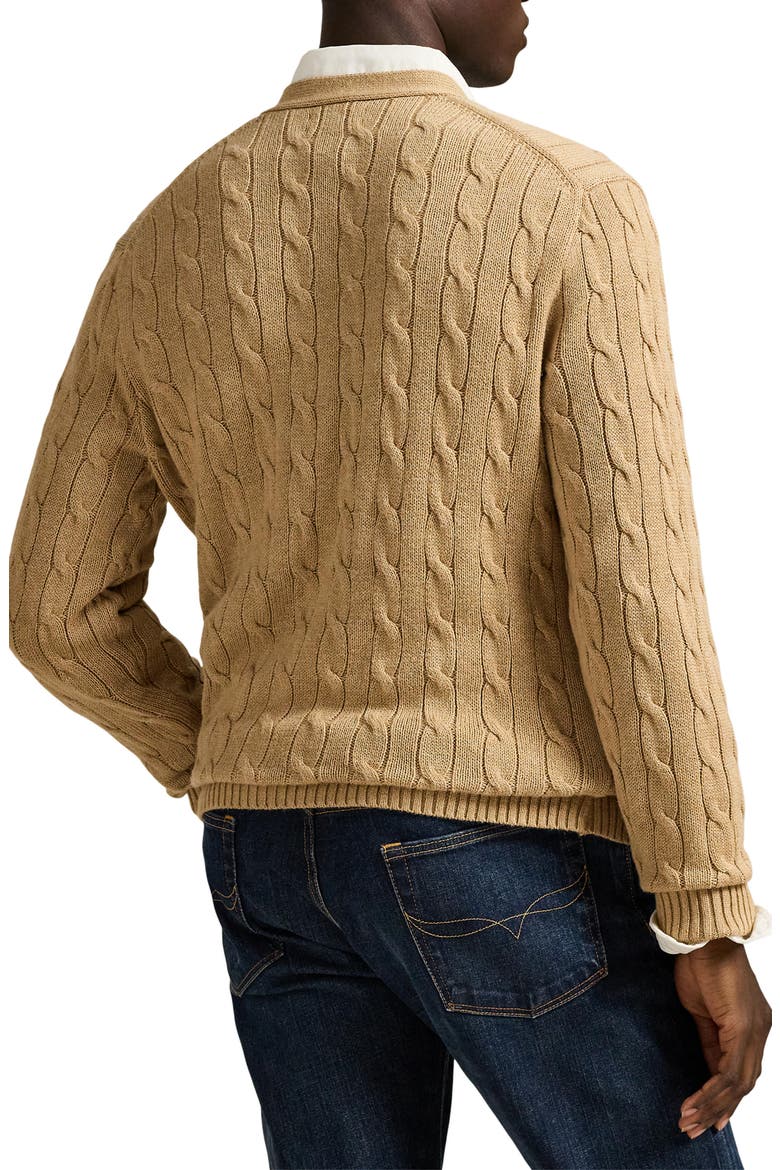 Cable Cotton Cardigan, Alternate, color, CAMEL MELANGE