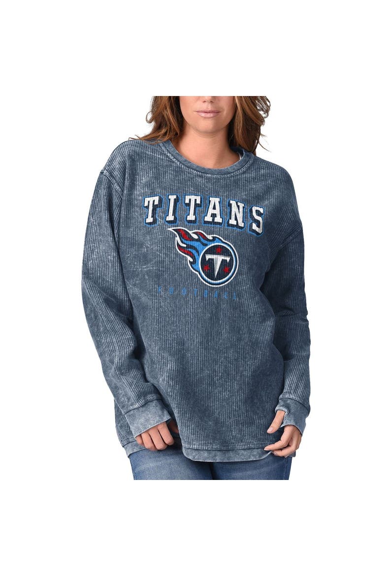 Women's G-III 4Her by Carl Banks Navy Tennessee Titans Comfy Cord Pullover Sweatshirt, Main, color, Navy